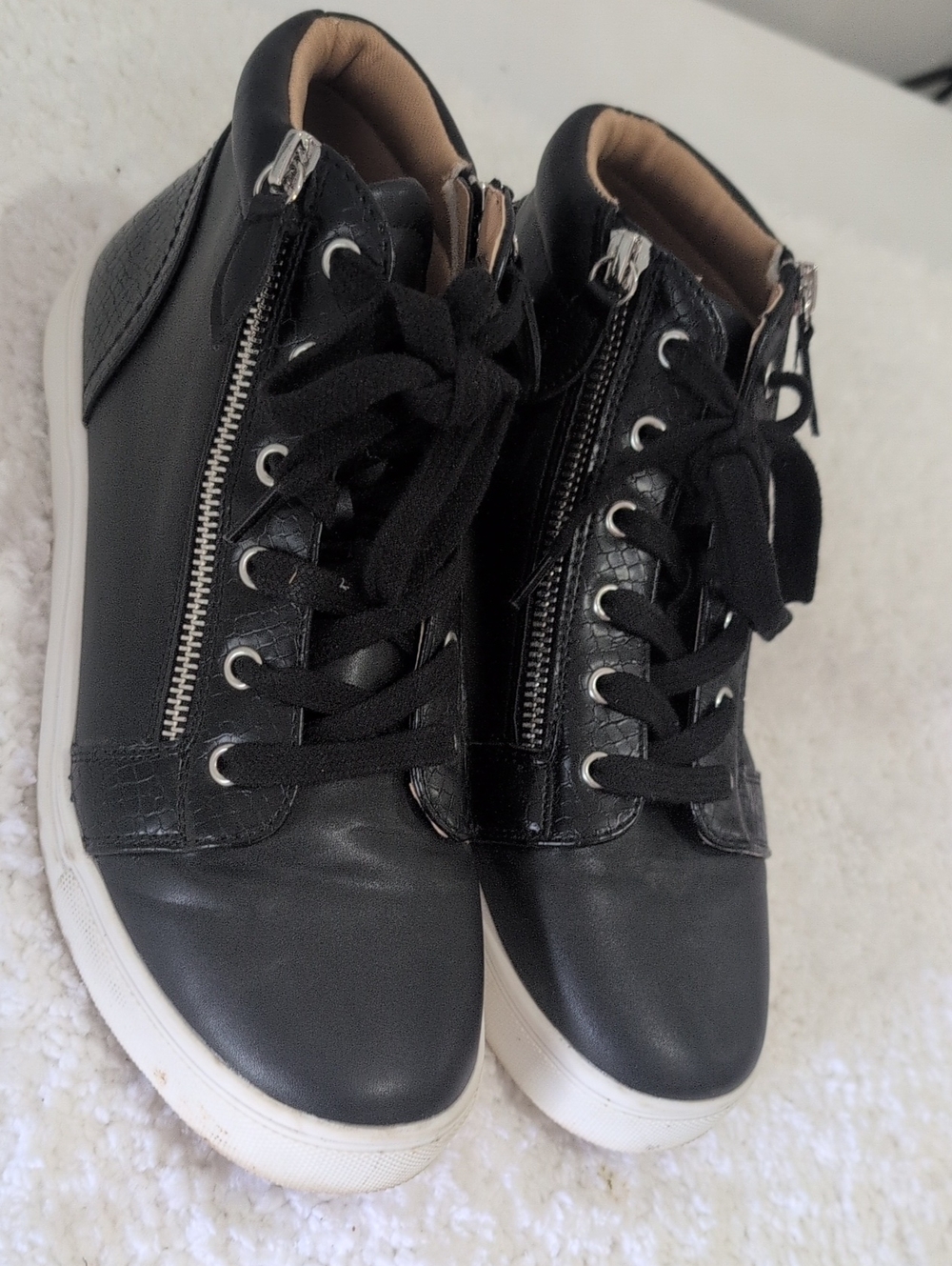 DV by Dolce Vita Black High-Top Lace-Up Sneakers with Side Zippers